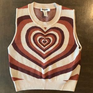 Brown heart sweater vest cropped